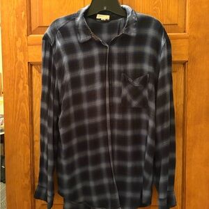 Garage Blue and Black Plaid Shirt